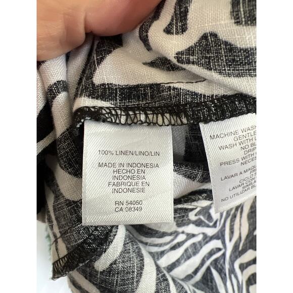 Jones New York size 2X black and white linen button down top - Picture 4 of 4